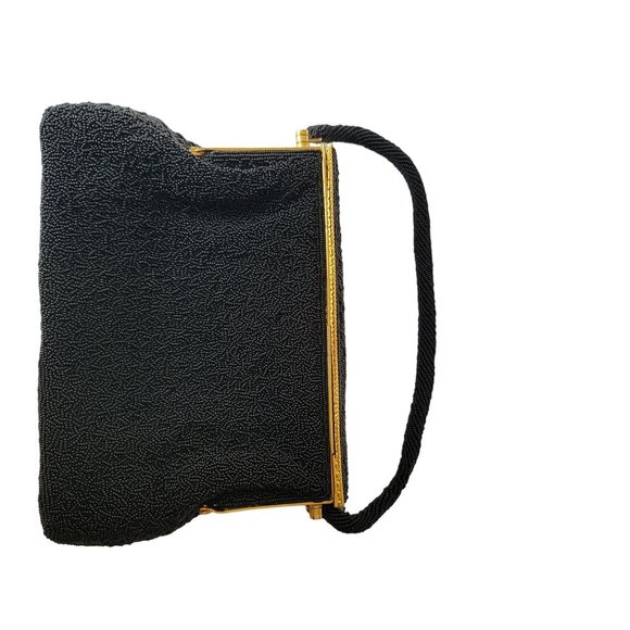 Vintage Elsie Tu Hong Kong Beaded Black Purse With Gold Hardware - Picture 4 of 14